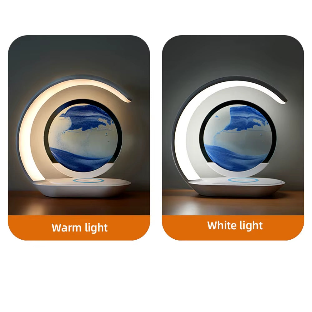 Elephant Tech™ AuraFlow Sandscape Lamp – Wireless Charging RGB Desk Light