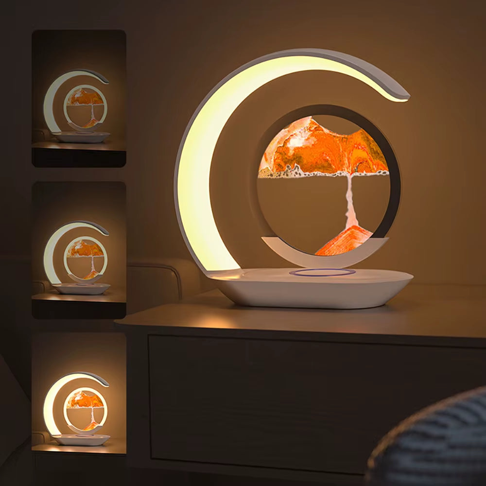 Elephant Tech™ AuraFlow Sandscape Lamp – Wireless Charging RGB Desk Light