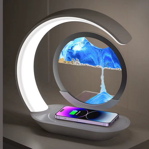 Elephant Tech™ AuraFlow Sandscape Lamp – Wireless Charging RGB Desk Light
